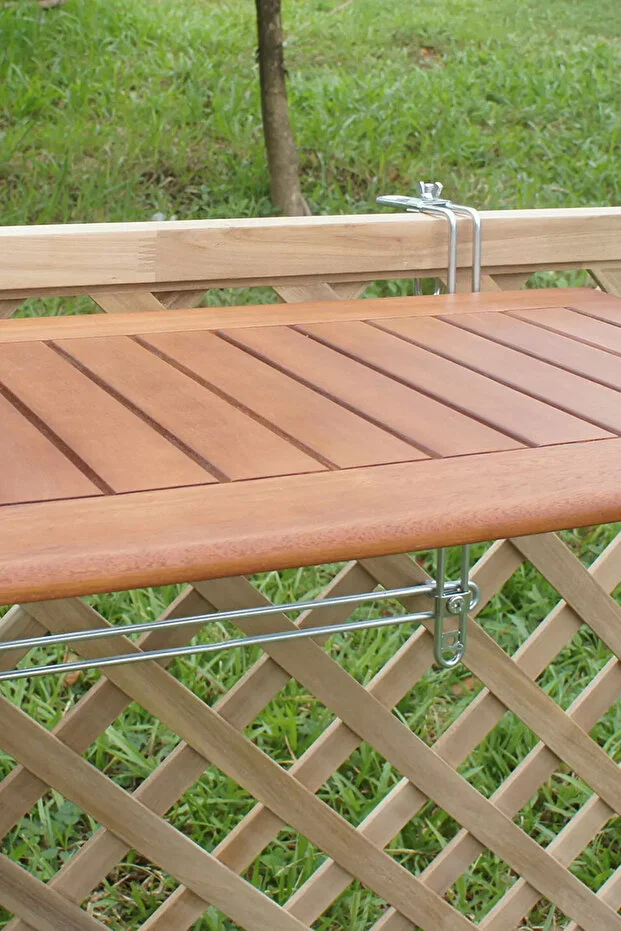 Askılı Katlanır Balkon Masası Ahşap Ayarlanabilir Mekanizmalı 60x40cm